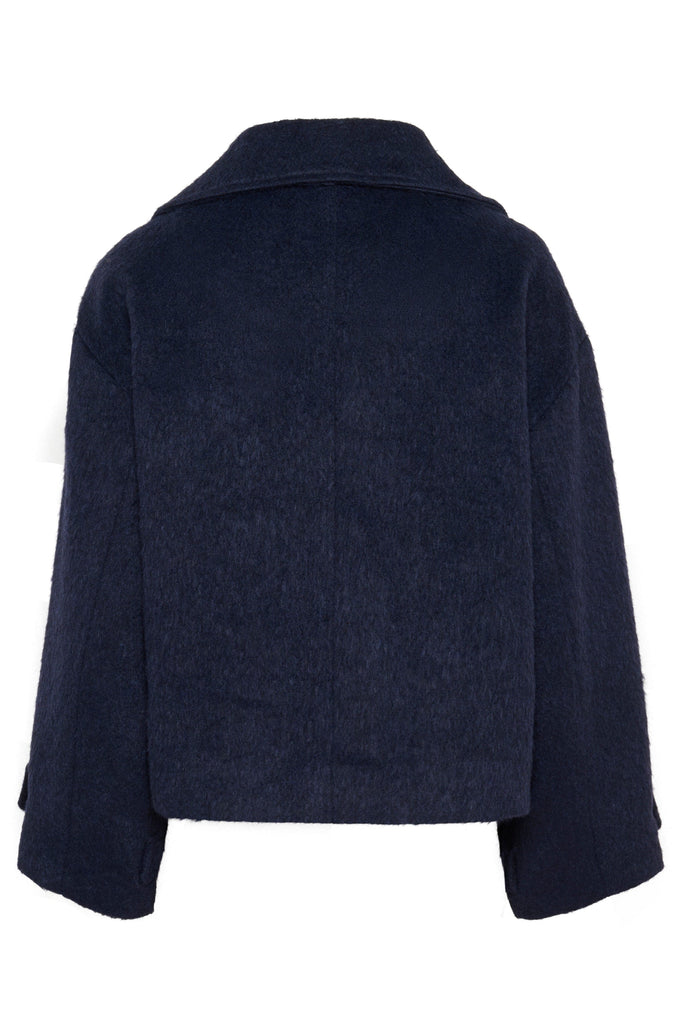 Saint Tropez Wool Blend Short Coat Navy