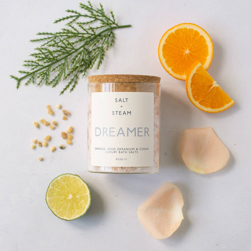 Salt + Steam - Dreamer - Rose Geranium & Cedar Bath Salts 80g & 432g Jar