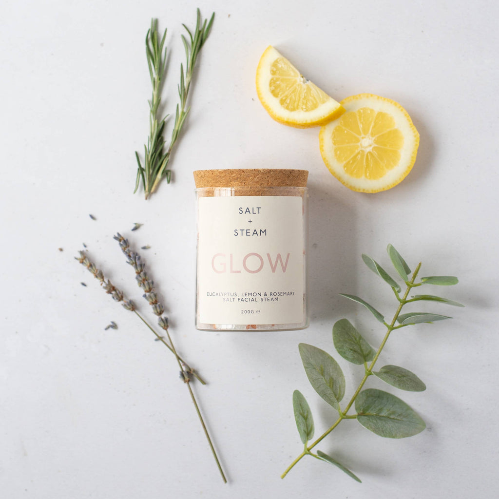 Salt + Steam - Glow - Eucalyptus, Lemon & Rosemary Facial Steam 50g & 200g Jar