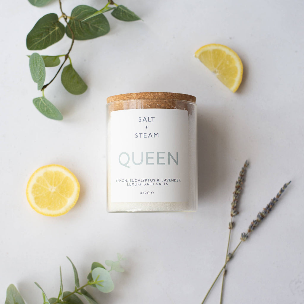 Salt + Steam - Queen - Lemon, Eucalyptus & Lavender Bath Salts 80g & 432g Jar