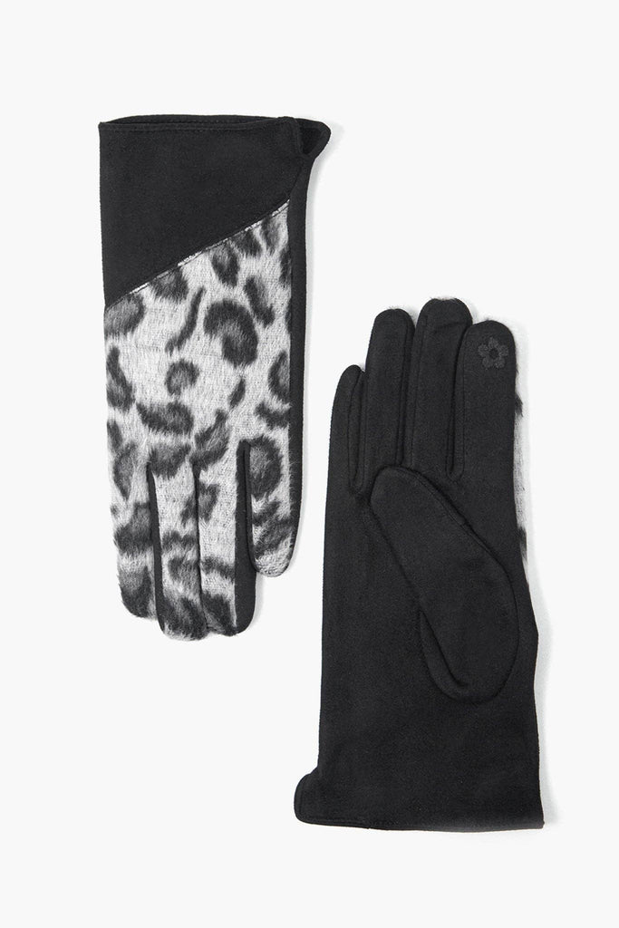Sarta Accessories - Black Leopard Print Gloves One-size