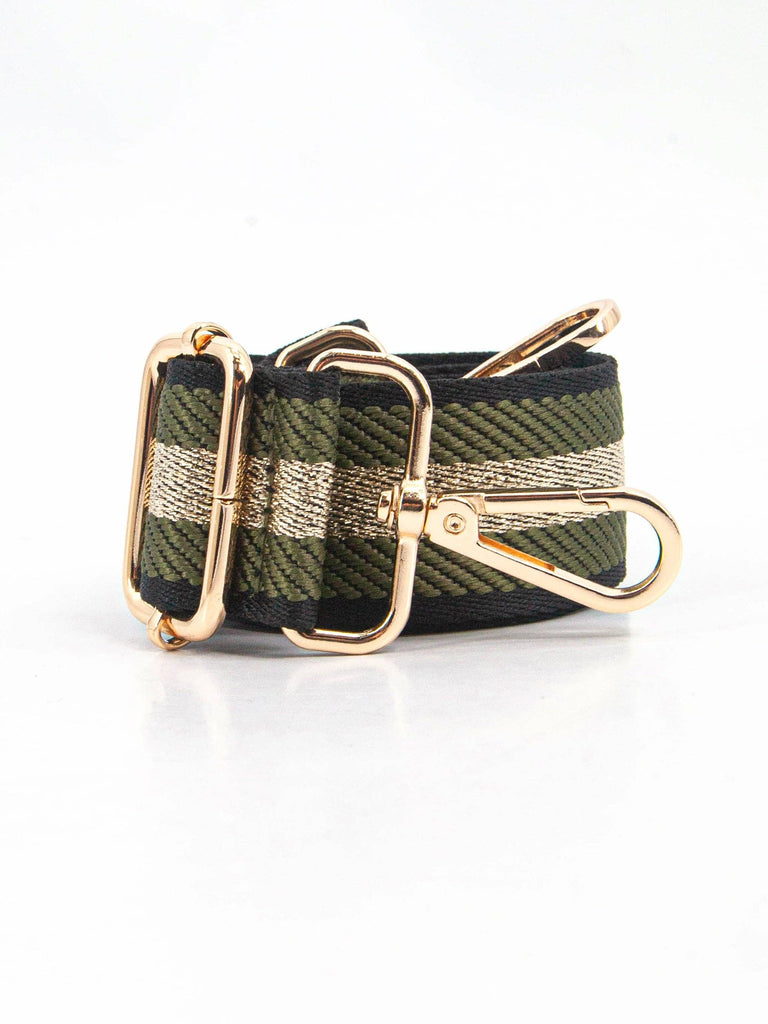 Sarta Accessories - Cailean Woven Bag Strap - Khaki/Gold, Glitter Stripe One-size