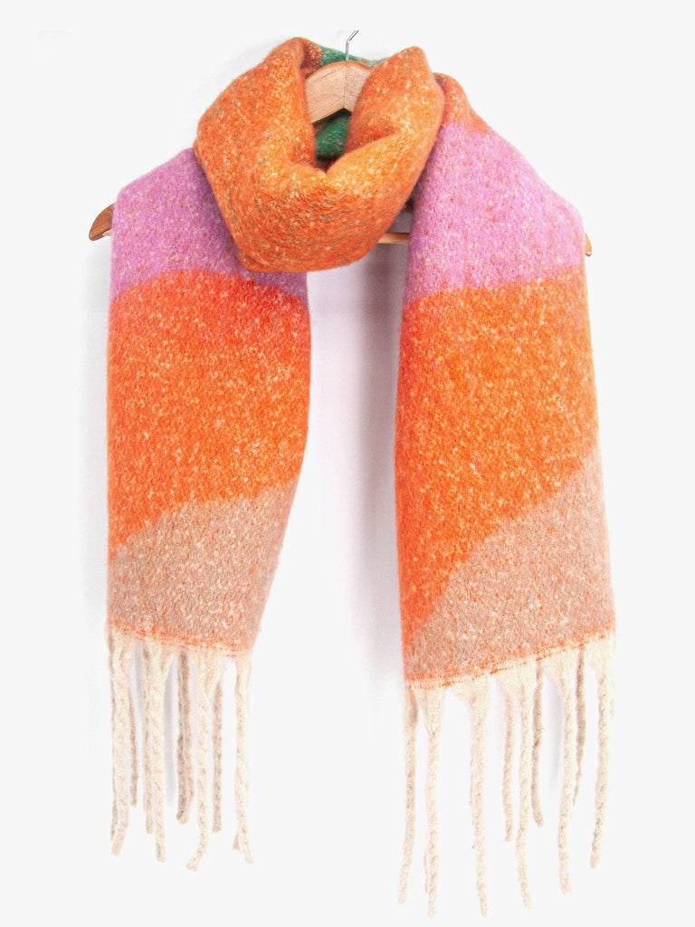 Sarta Accessories - Camden Heavyweight Scarf - Orange/Green, Wave Colour Block One-size