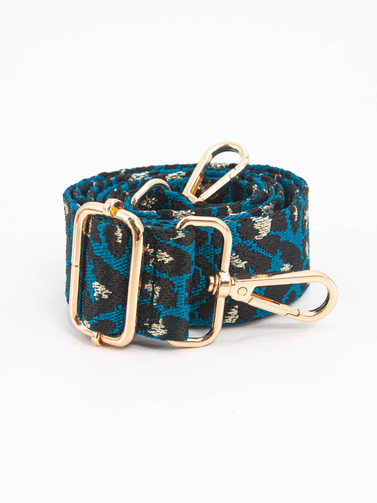 Sarta Accessories - Gretal Woven Bag Strap - Blue/Black, Animal Metallic One-size
