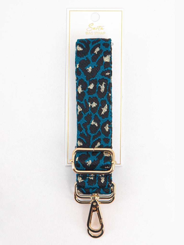 Sarta Accessories - Gretal Woven Bag Strap - Blue/Black, Animal Metallic One-size