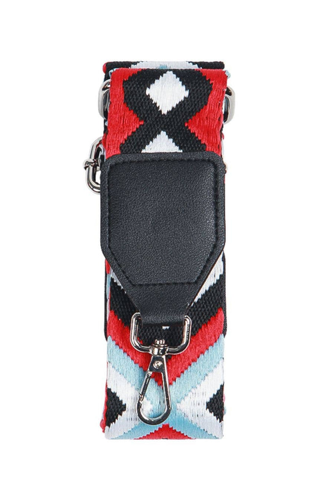 Sarta Accessories - Red Aztec Print Wide Bag Strap One-size