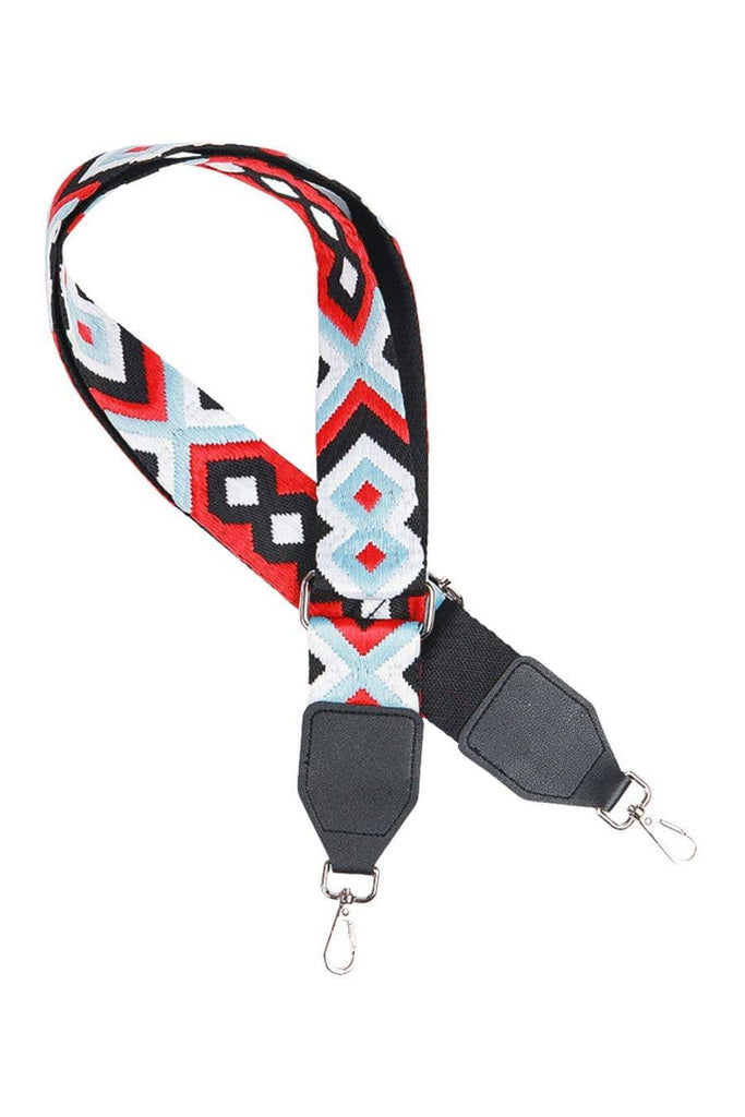 Sarta Accessories - Red Aztec Print Wide Bag Strap One-size