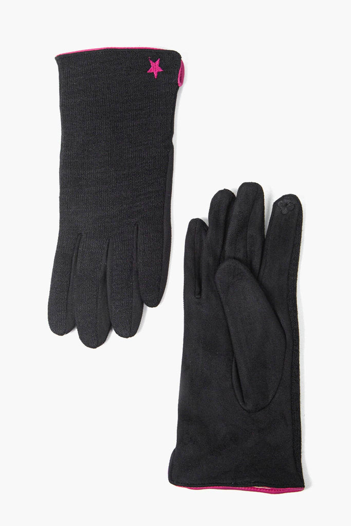 Sarta - Black Fuchsia Star Trim Gloves