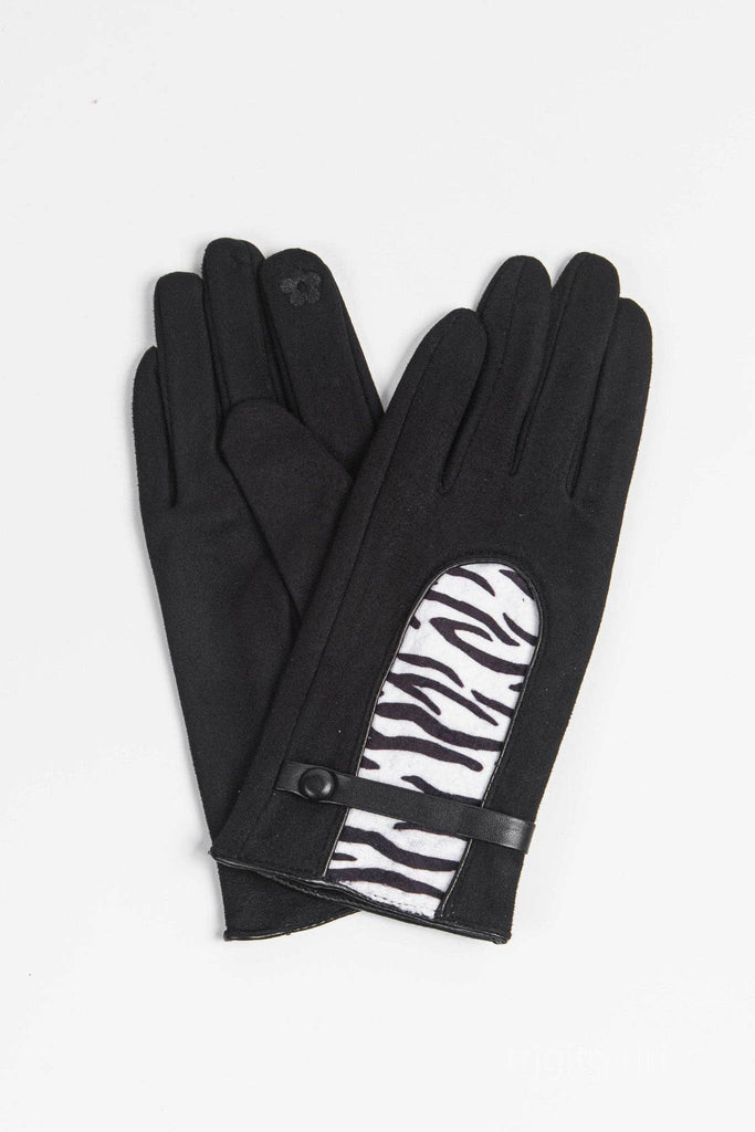 Sarta - Black Zebra Print Insert Gloves