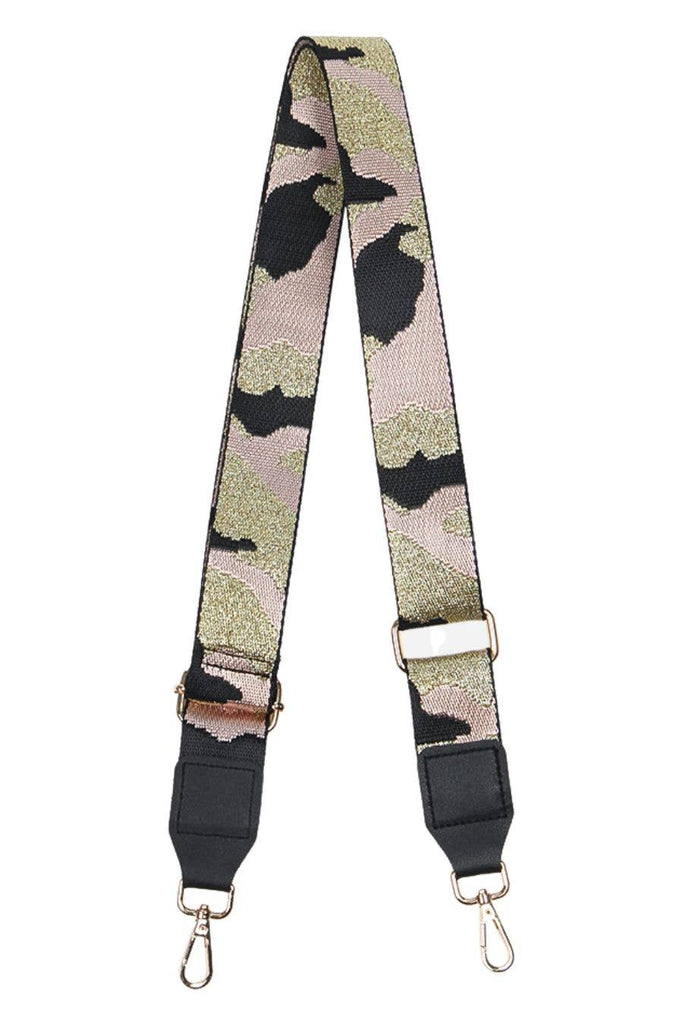 Sarta - Light Pink Glitter Narrow Camouflage Bag Strap