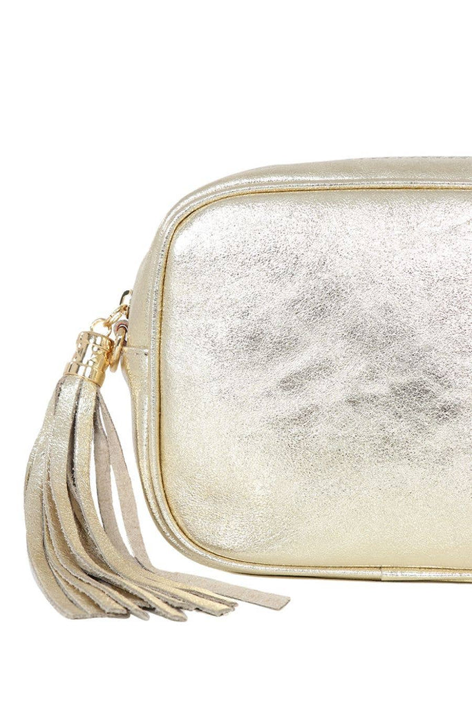 Sarta Pelle - Beau - Italian Leather Crossbody Bag - Gold, Metallic One-size