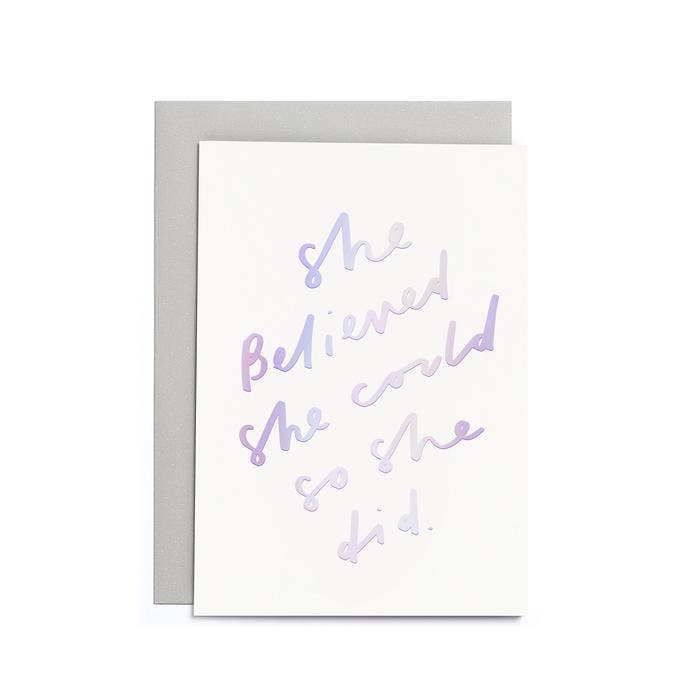 She Believed She Could Small Card - Encouragement Card