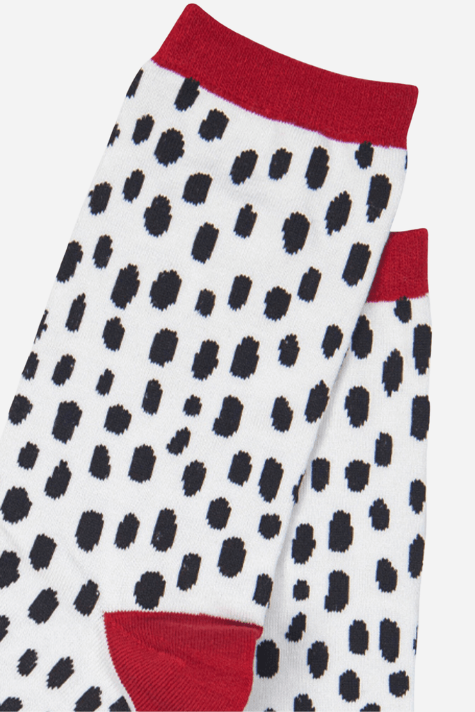 Sock Talk - Women's Bamboo Ankle Socks Black White Dalmatian Spots Print
