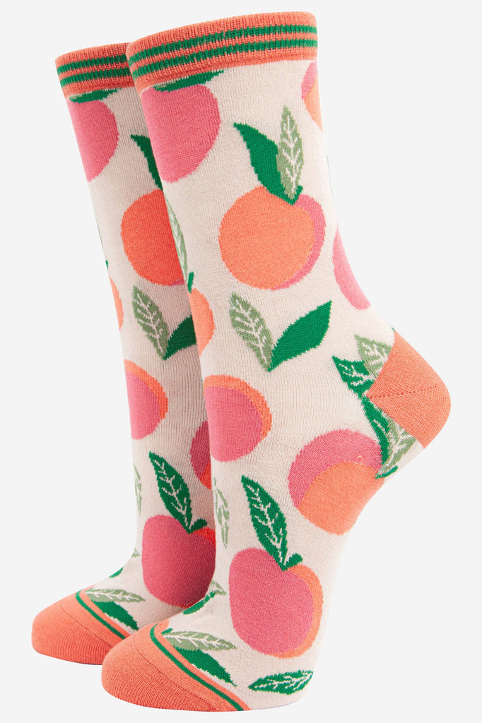 Sock Talk - Women's Peach Print Bamboo Socks UK 3-7 | EU 36-40