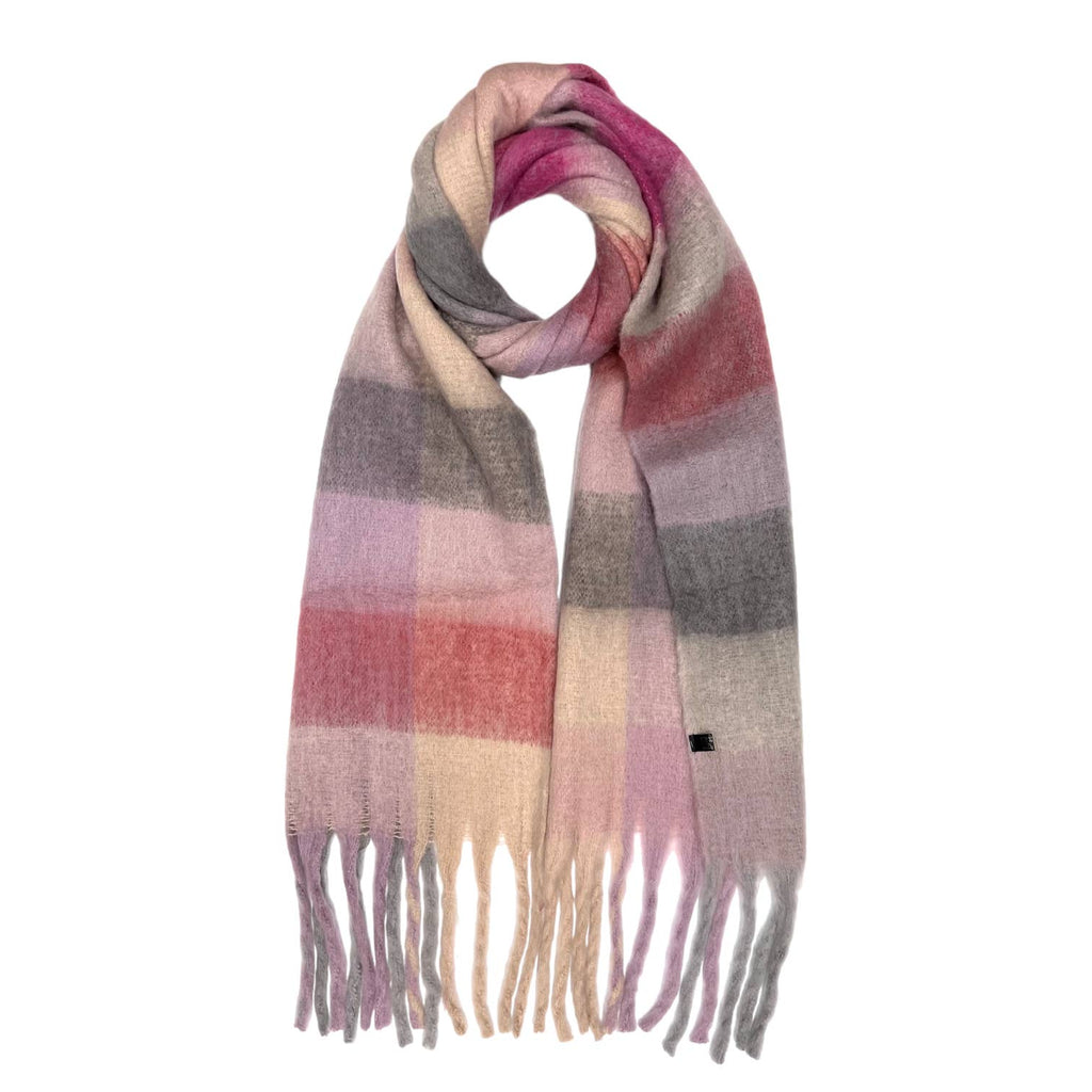 Soft Check Tassle Scarf Various Pinks