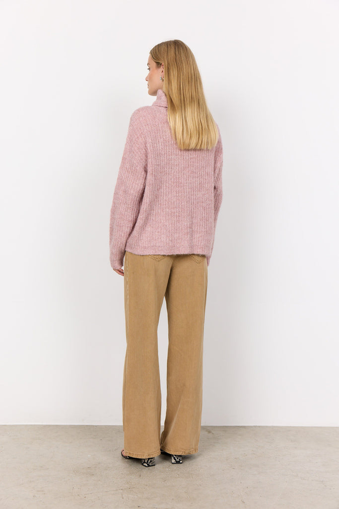 Soya Concept Cowl Neck Jumper Dusky Pink