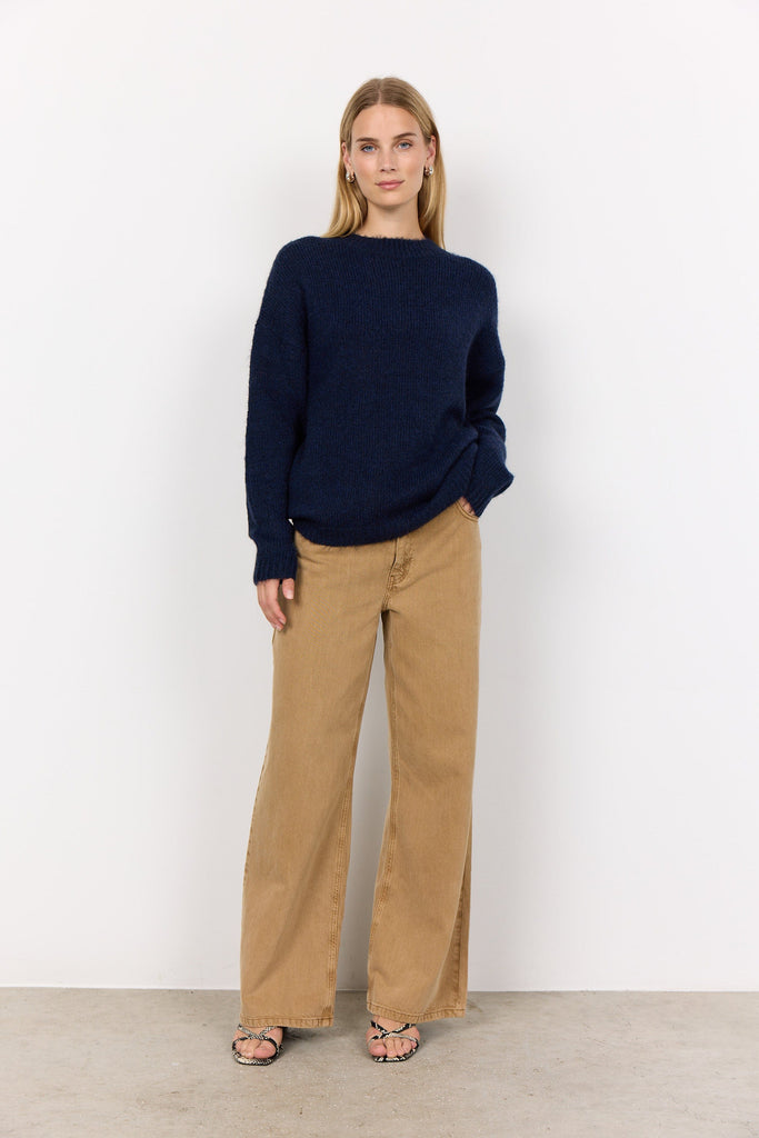 Soya Concept Crew Neck Jumper Denim Blue