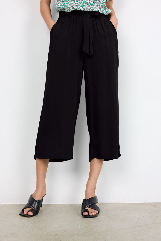 Soya Concept Wide Leg Cropped Trousers Black