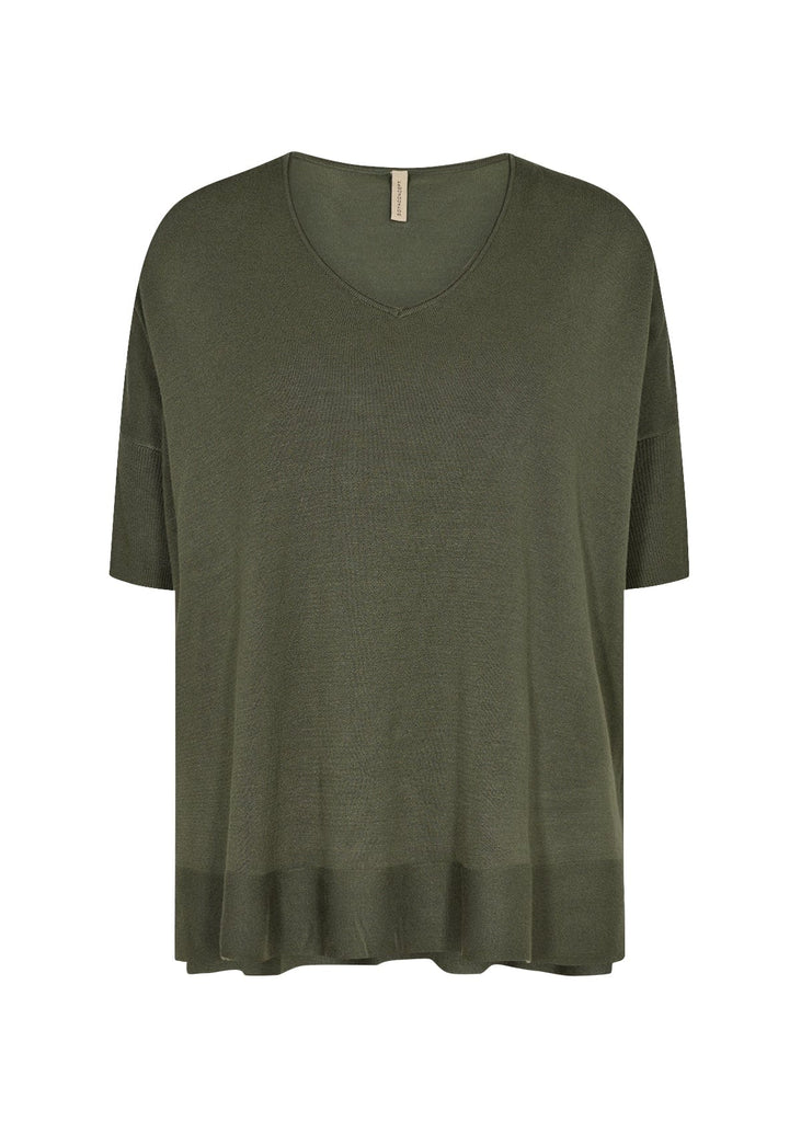 Soya Concept Fine V Neck Knit Khaki Green