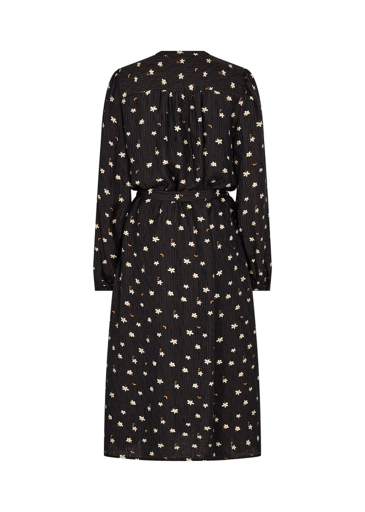 Soya Concept Floral Tie Waist Dress Black Multi
