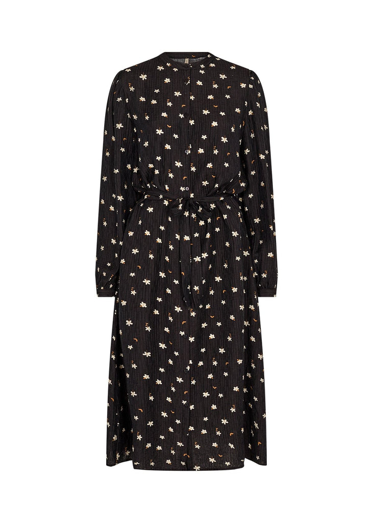 Soya Concept Floral Tie Waist Dress Black Multi