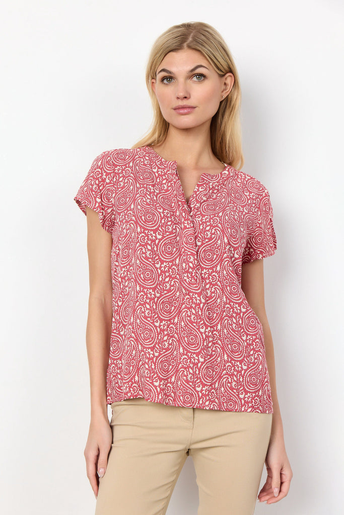 Soya Concept Paisley Print Top Berry Ivory