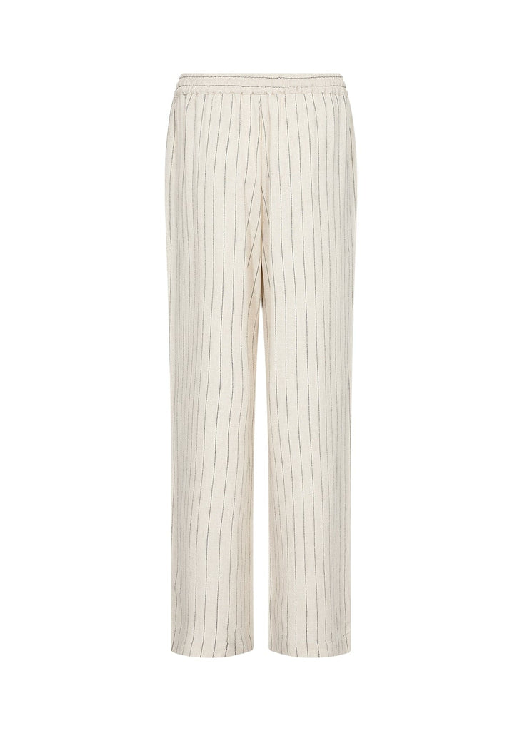 Soya Concept Relaxed Stripe Linen Blend Trousers Black Cream