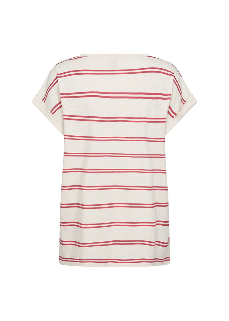 Soya Concept Stripe Cotton T-Shirt Berry Ivory