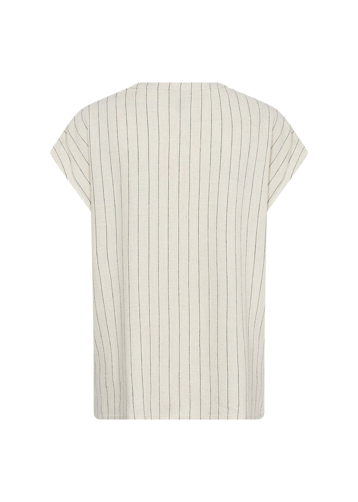 Soya Concept Stripe Linen Top Black Cream