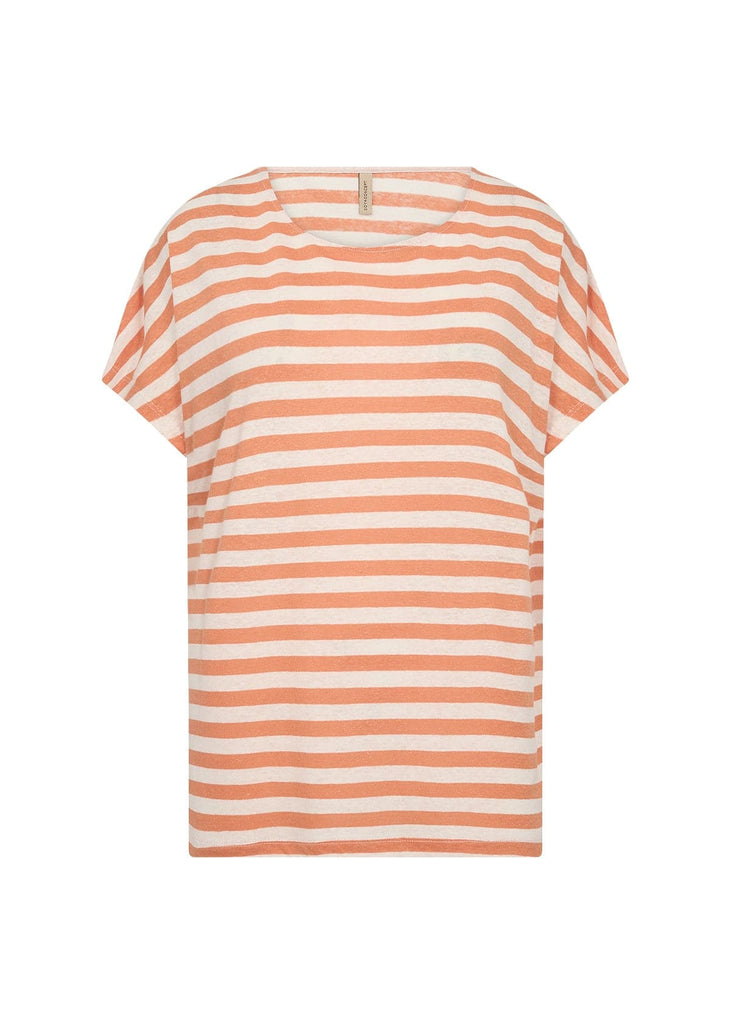 Soya Concept Stripe T Shirt Coral Ivory