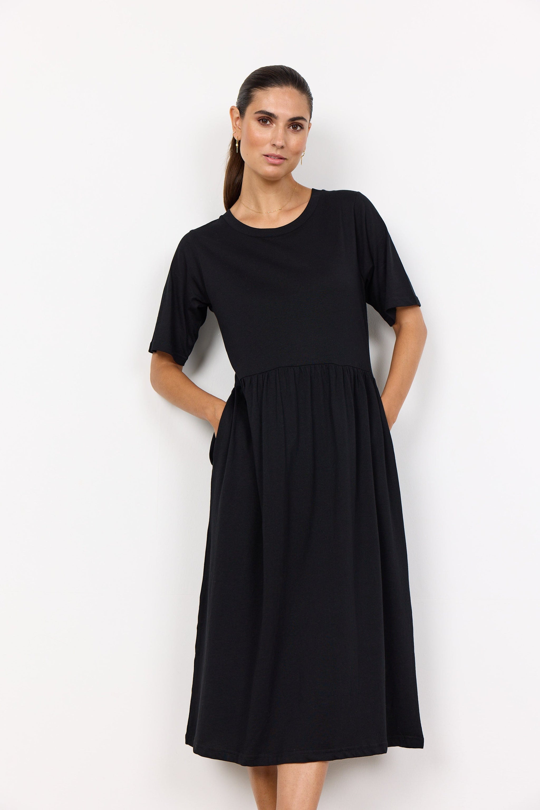 princess polly baby blue dress Womens Black Drawstring Shirt Midi Dress main image 0