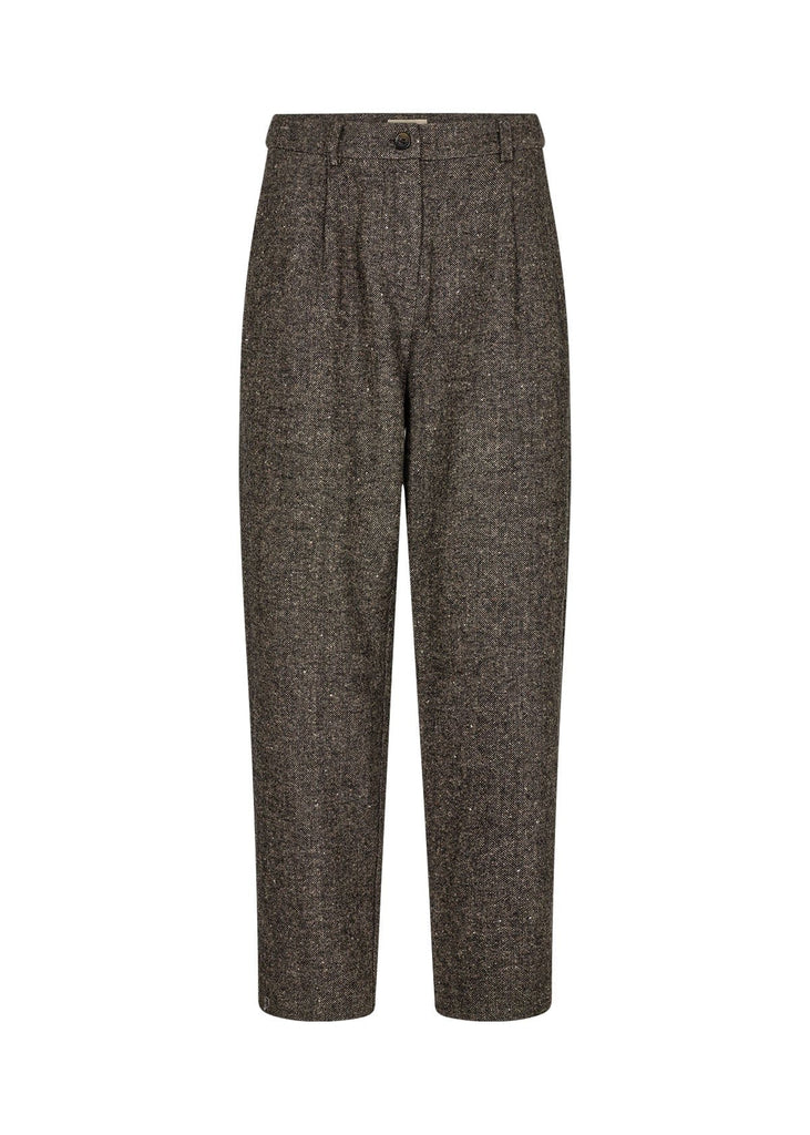 Soya Concept Tweed Tapered Trouser Brown