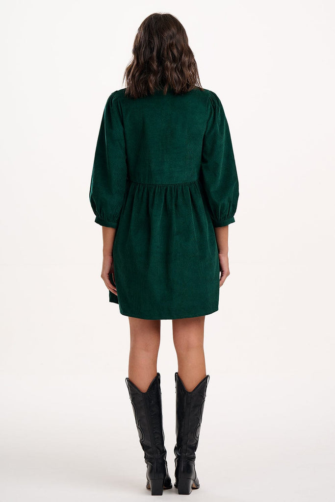 Sugarhill Cord Skater Dress Forest Green