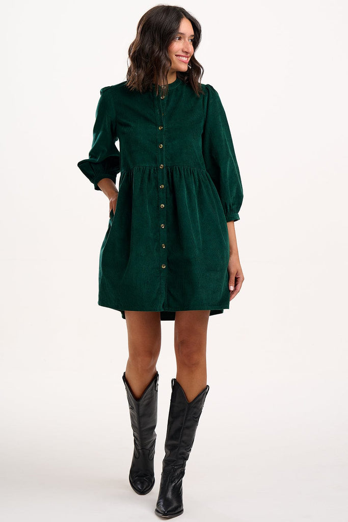 Sugarhill Cord Skater Dress Forest Green