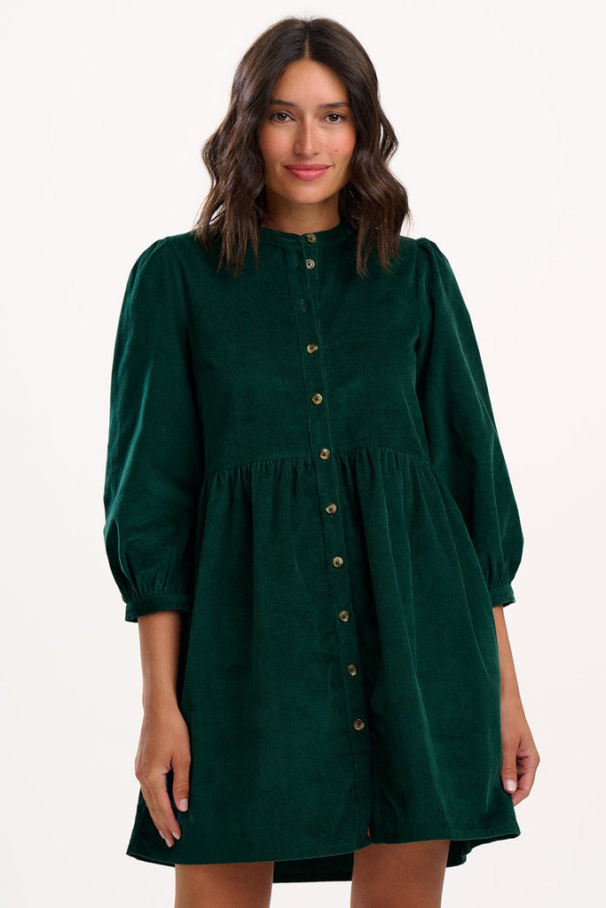 Sugarhill Cord Skater Dress Forest Green
