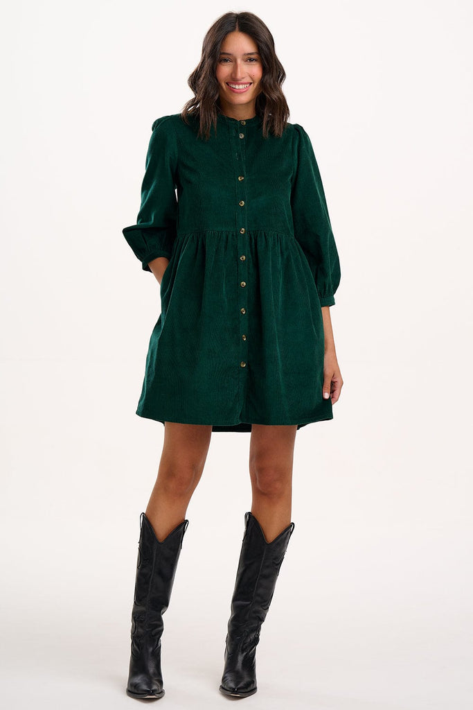 Sugarhill Cord Skater Dress Forest Green