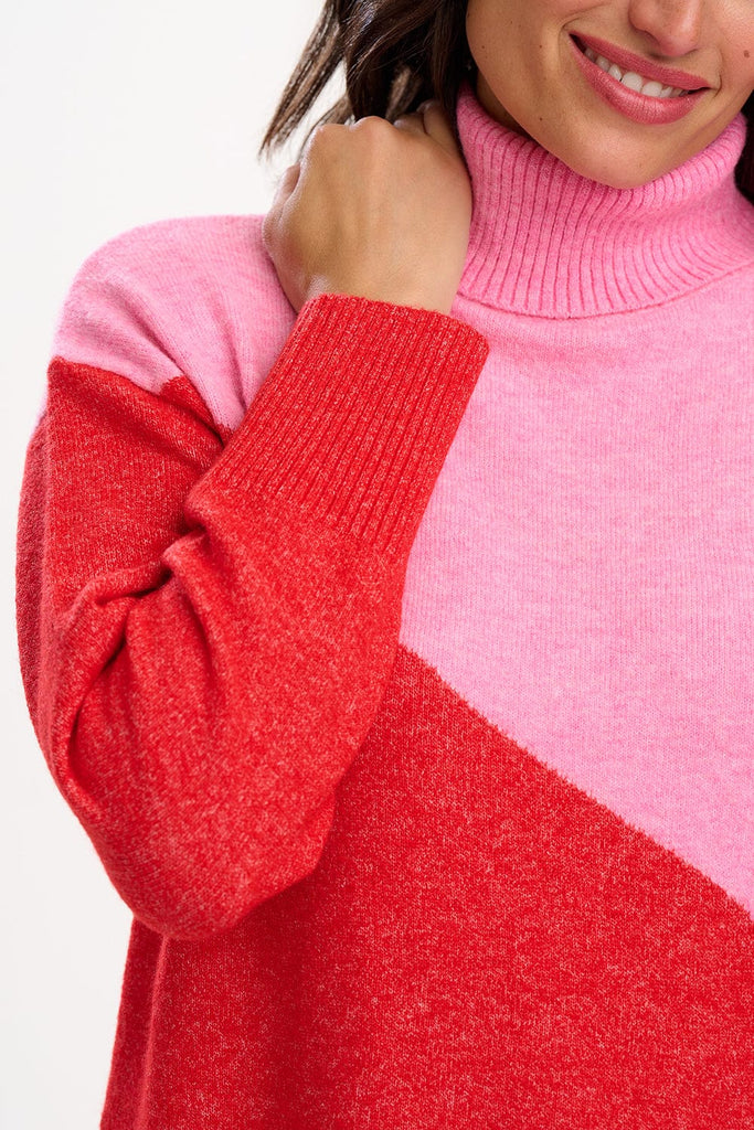 Sugarhill Winona Roll Neck Jumper Red Pink