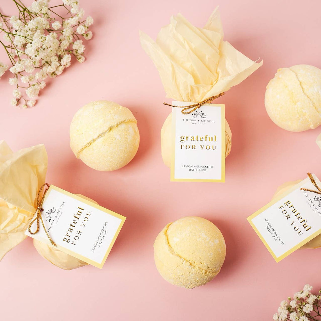 The Sun & My Soul - Gratitude Bath Bomb Gift⎜Lemon Scent Luxury Bath Bomb